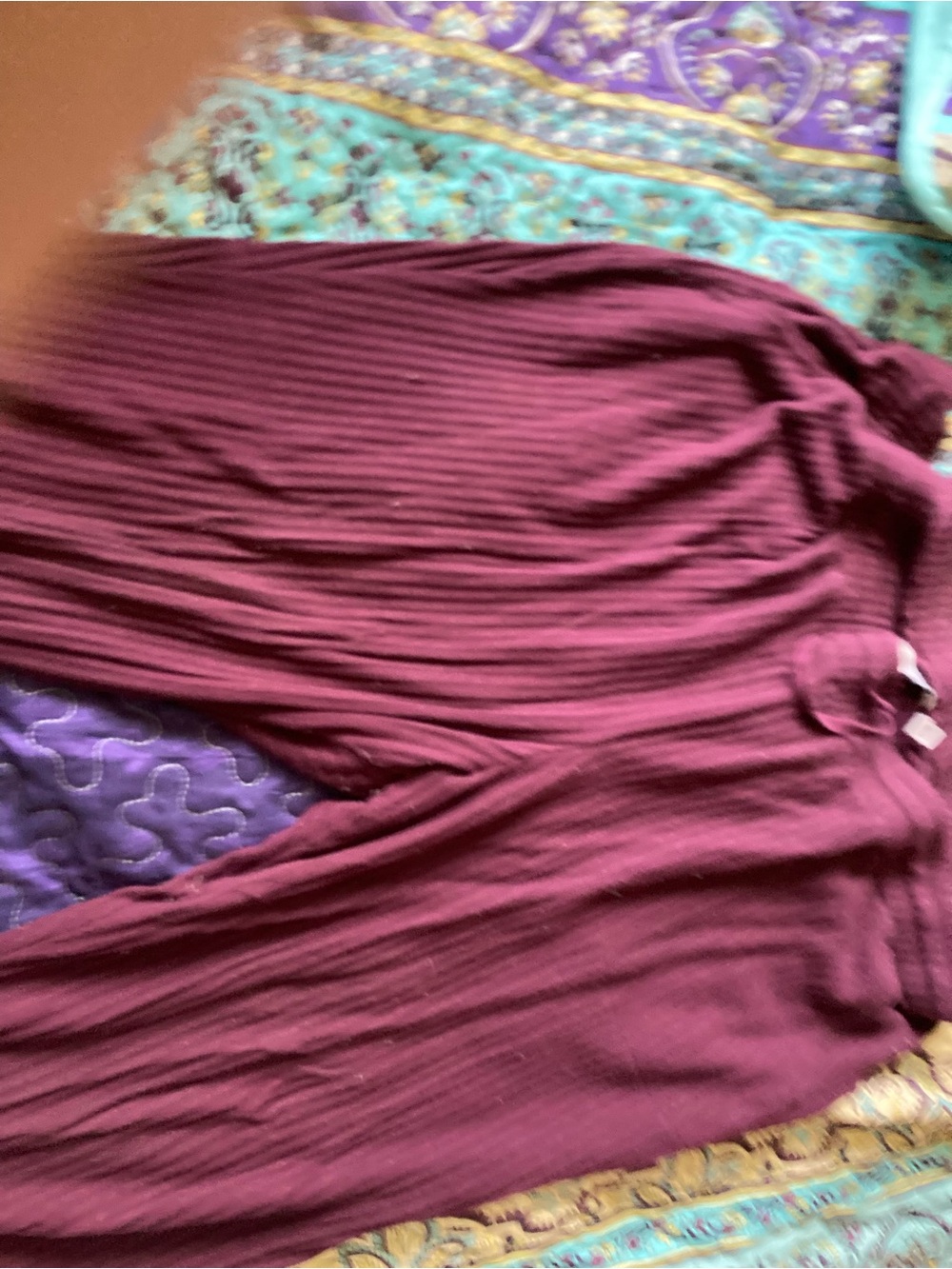 Ribbed Long Sleeve Top in Wine